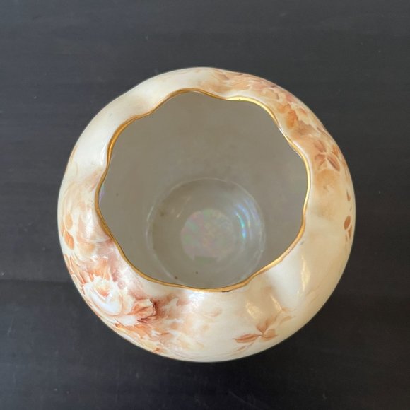 Antique Thun Porcelain Rose Bowl Signed by Artist 1927 Handpainted with Gold Rim - Picture 3 of 6